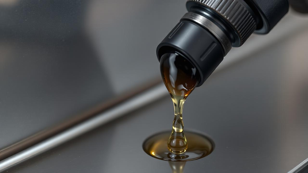 Dieselspridare som droppar bränsle på stålyta