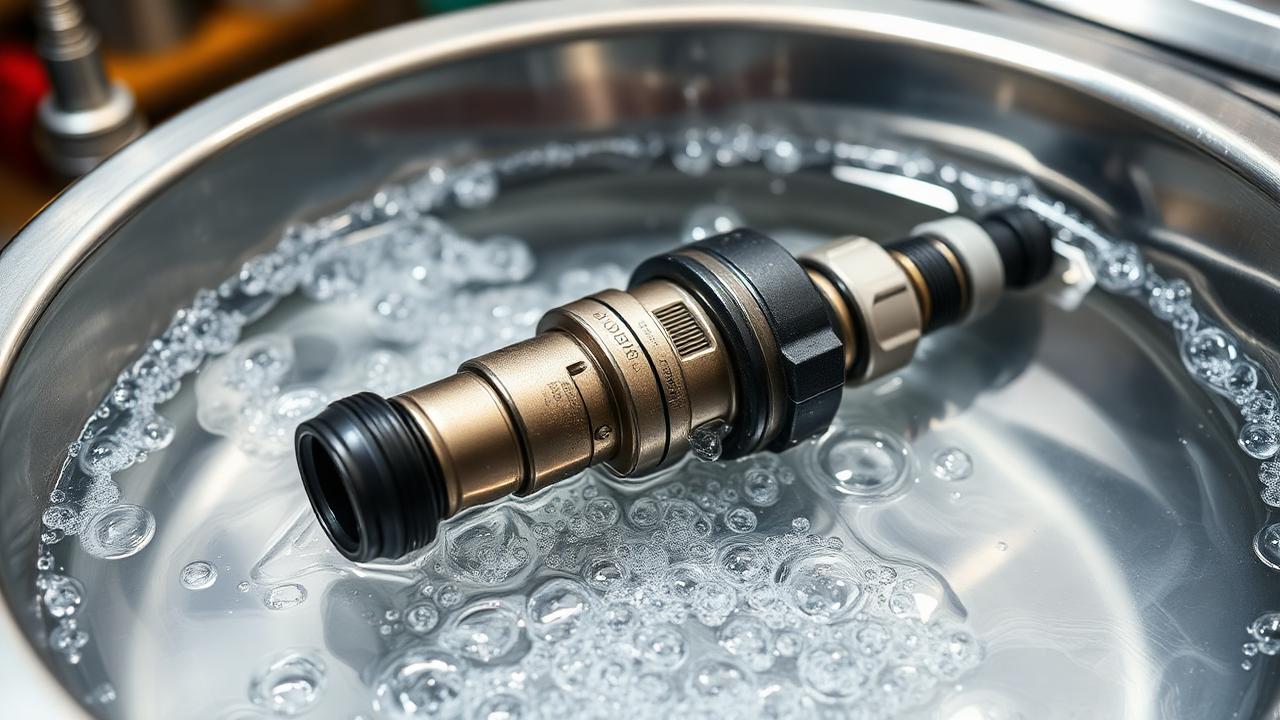Dieselspridare i ultraljudsrengöring med bubblor