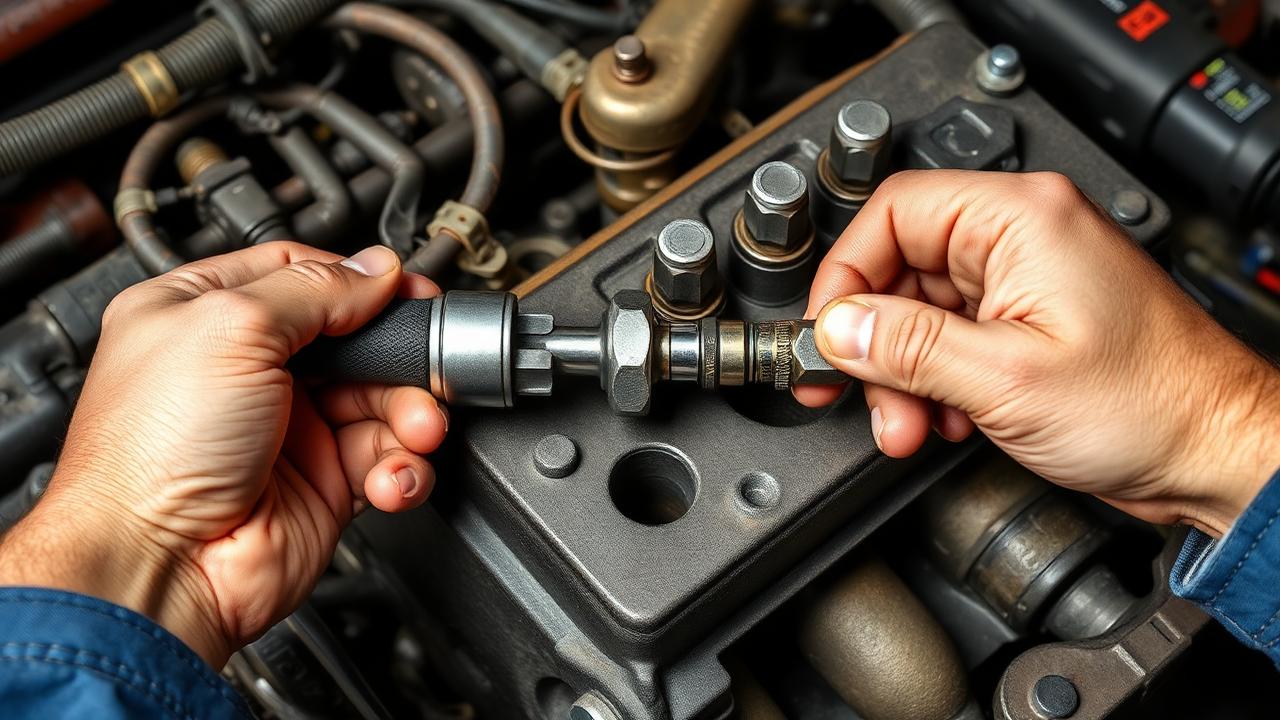 Hemmamekaniker demonterar dieselspridare med spridaravdragare